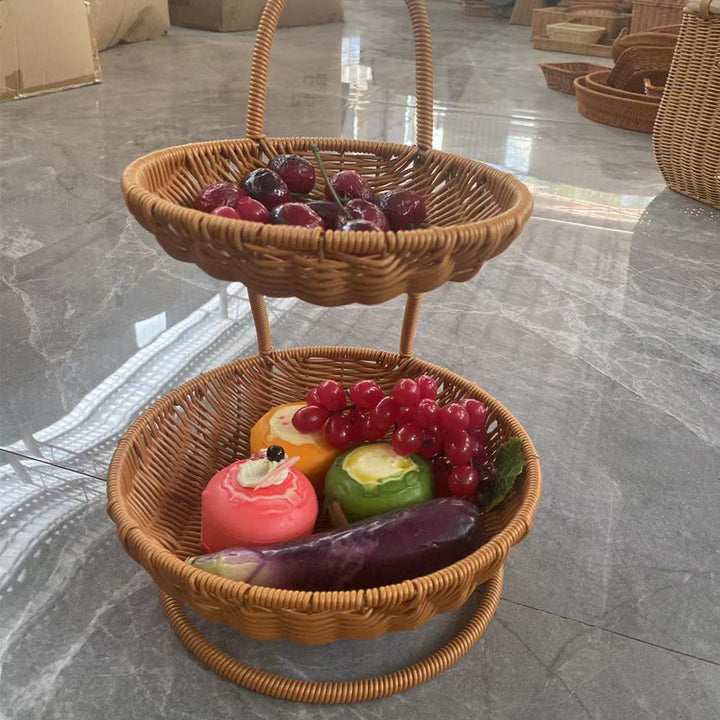 Multi-Tiered Wicker Fruit Display Bowlift