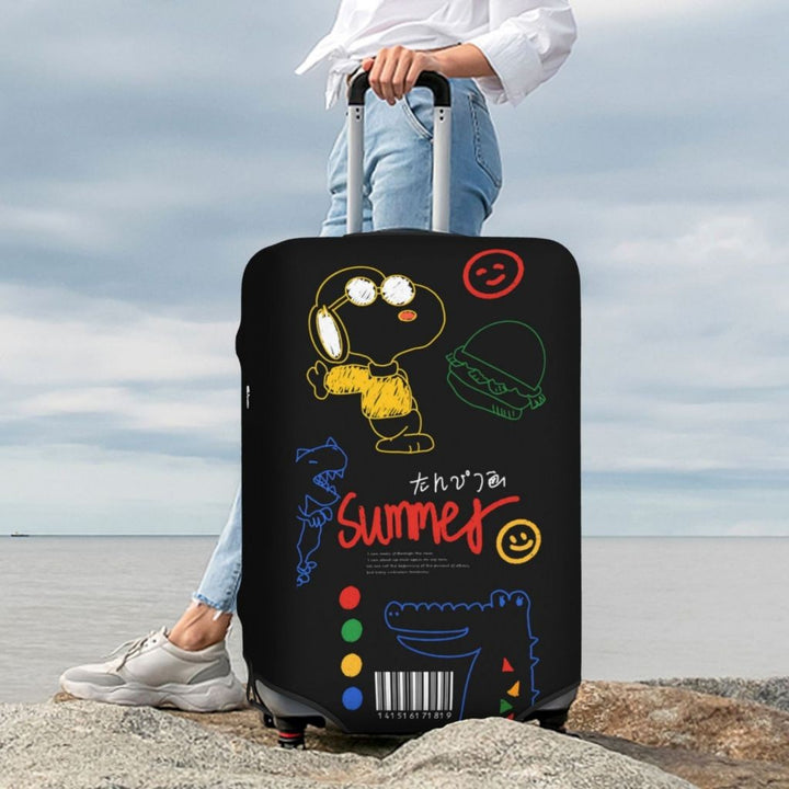 Unisex nano elastic suitcase cover with durable stretch material, zip opening and contrasting comic print Bowlift