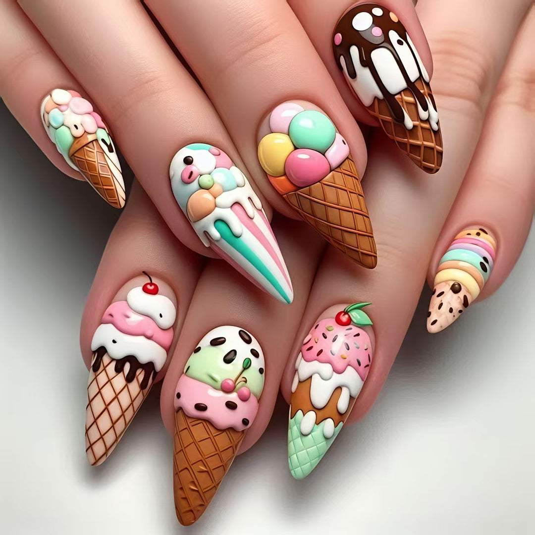 Creative Art Nails with Ice Cream Design Bowlift
