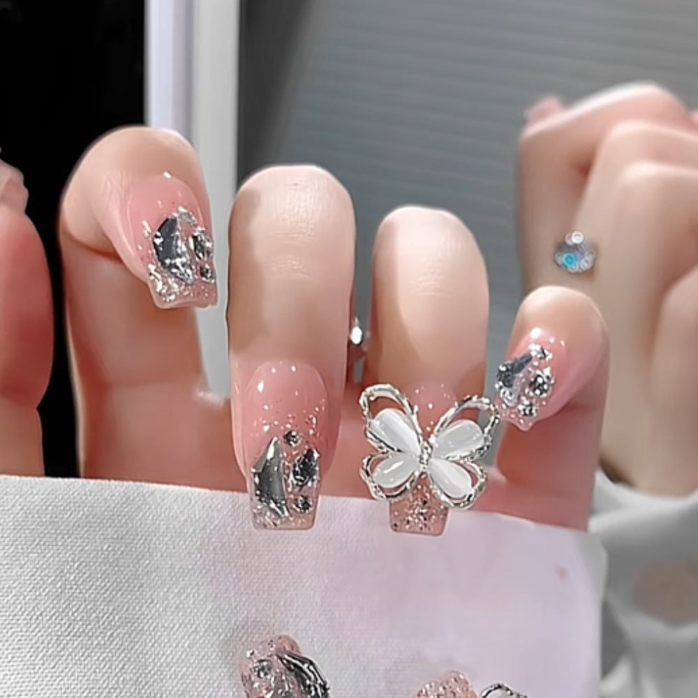Artistic Press-On Nail Set with Star Design Bowlift