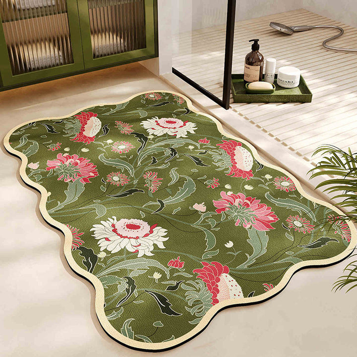 Floral Pattern Bath Mat Bowlift