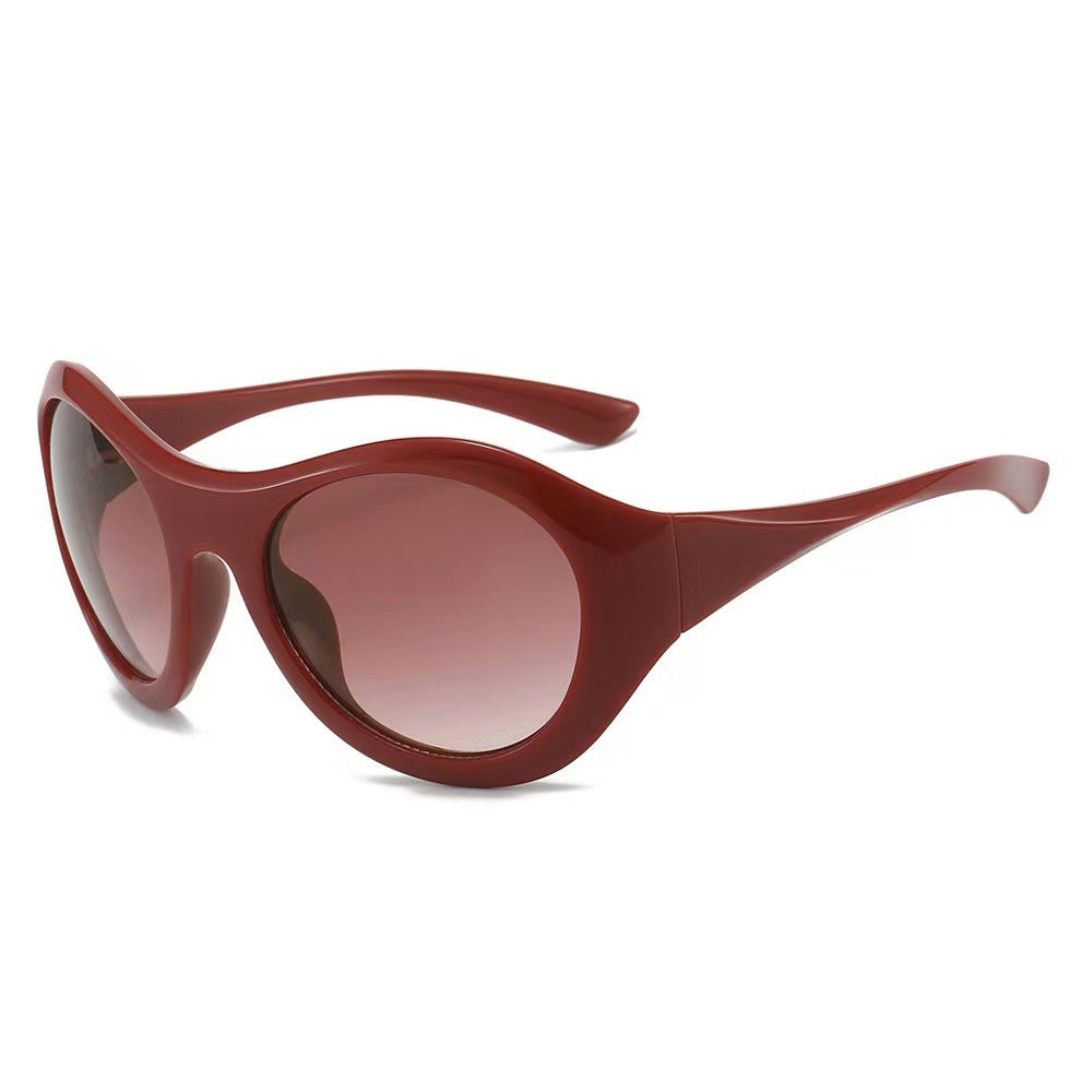 Ladies Fashion Oval Sunglasses with Transparent Frame Bowlift