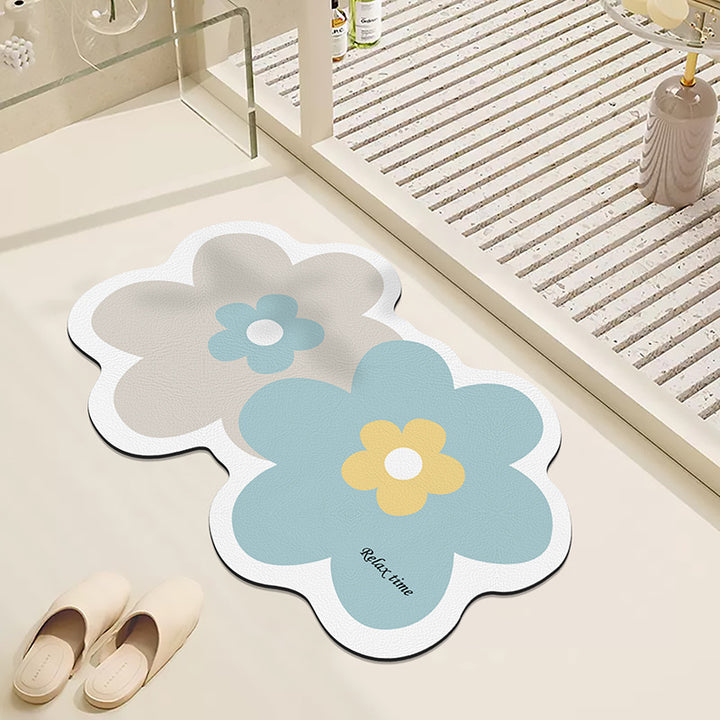 Floral Design Bath Mat for Bathroom