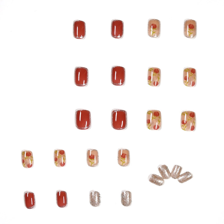 Artful nail art with natural gradient and floral accents Bowlift