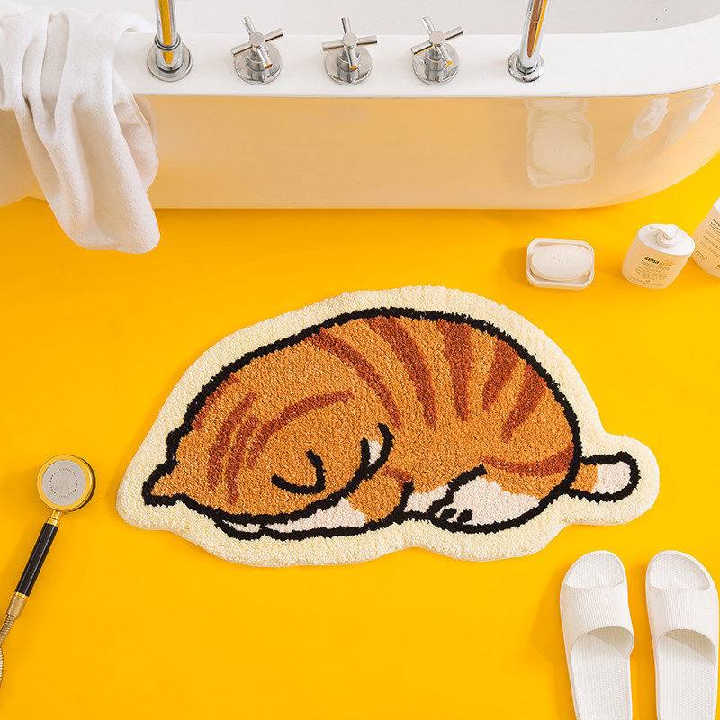 Unisex Cartoon Cat-Shaped Bath Mat Bowlift