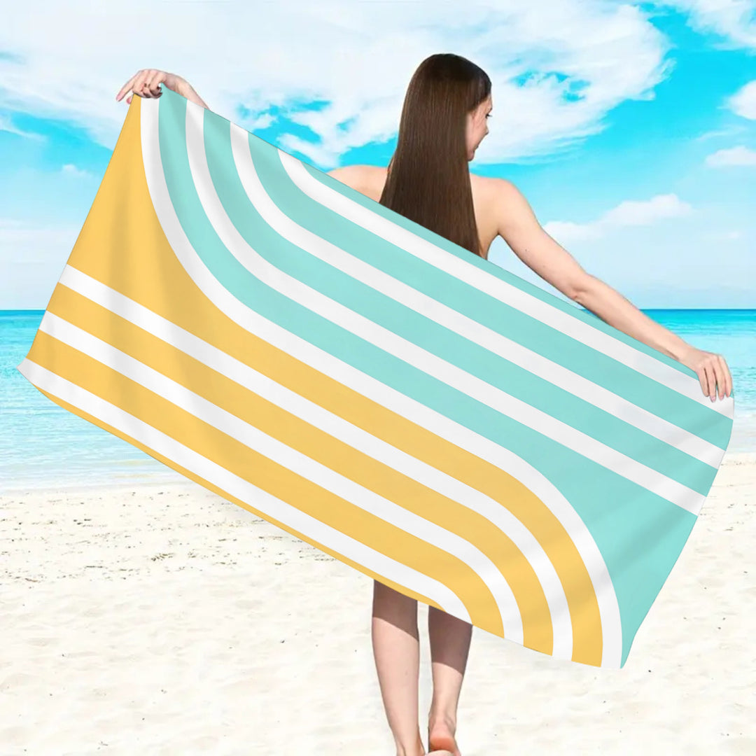 large and soft beach towel with striped pattern Bowlift