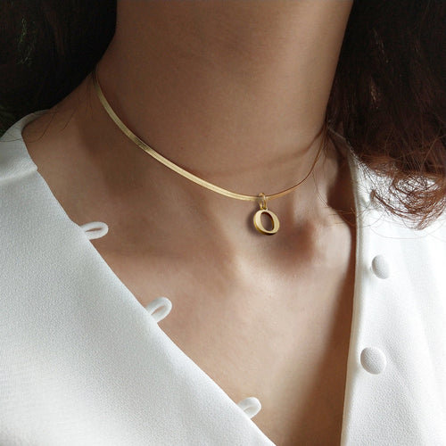 BowLift | Minimal Serif Letter Initial Herringbone Necklace