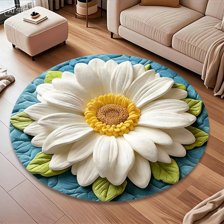 3D Flower-Themed Area Rug