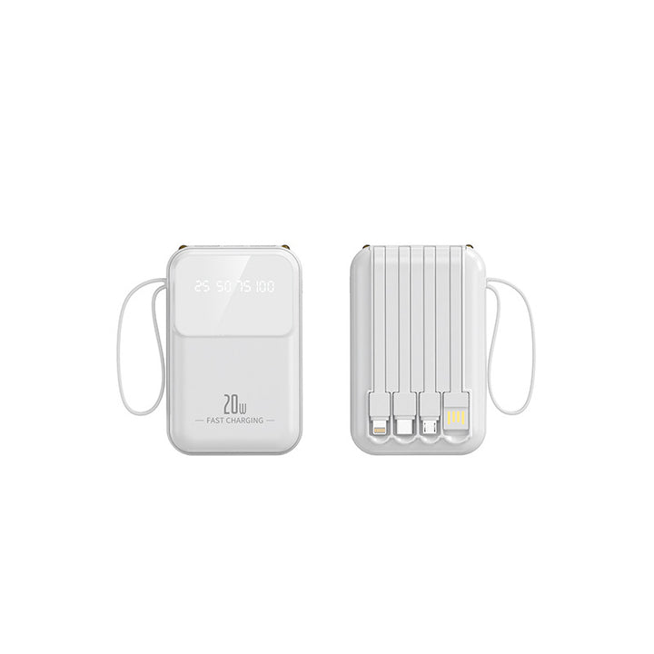 Portable power bank with integrated charging cables and smart charging status display Bowlift