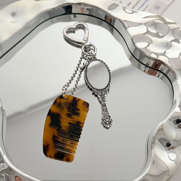 Charming Compact Mirror and Comb Keychain Bowlift