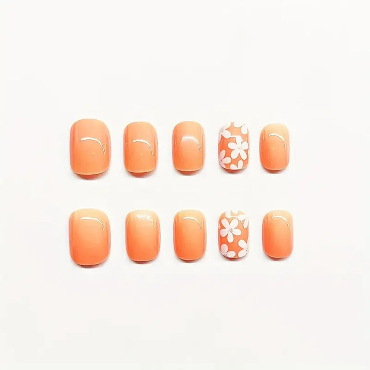 Decorative Floral Press-On Nail Set Bowlift