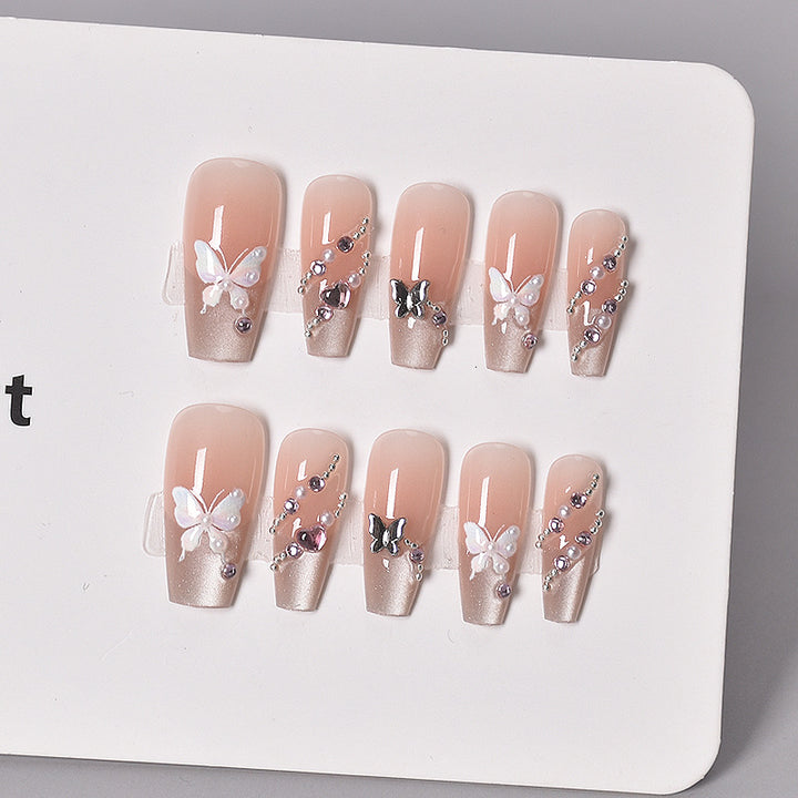 Glamorous Heart-Themed Press-On Nail Set Bowlift