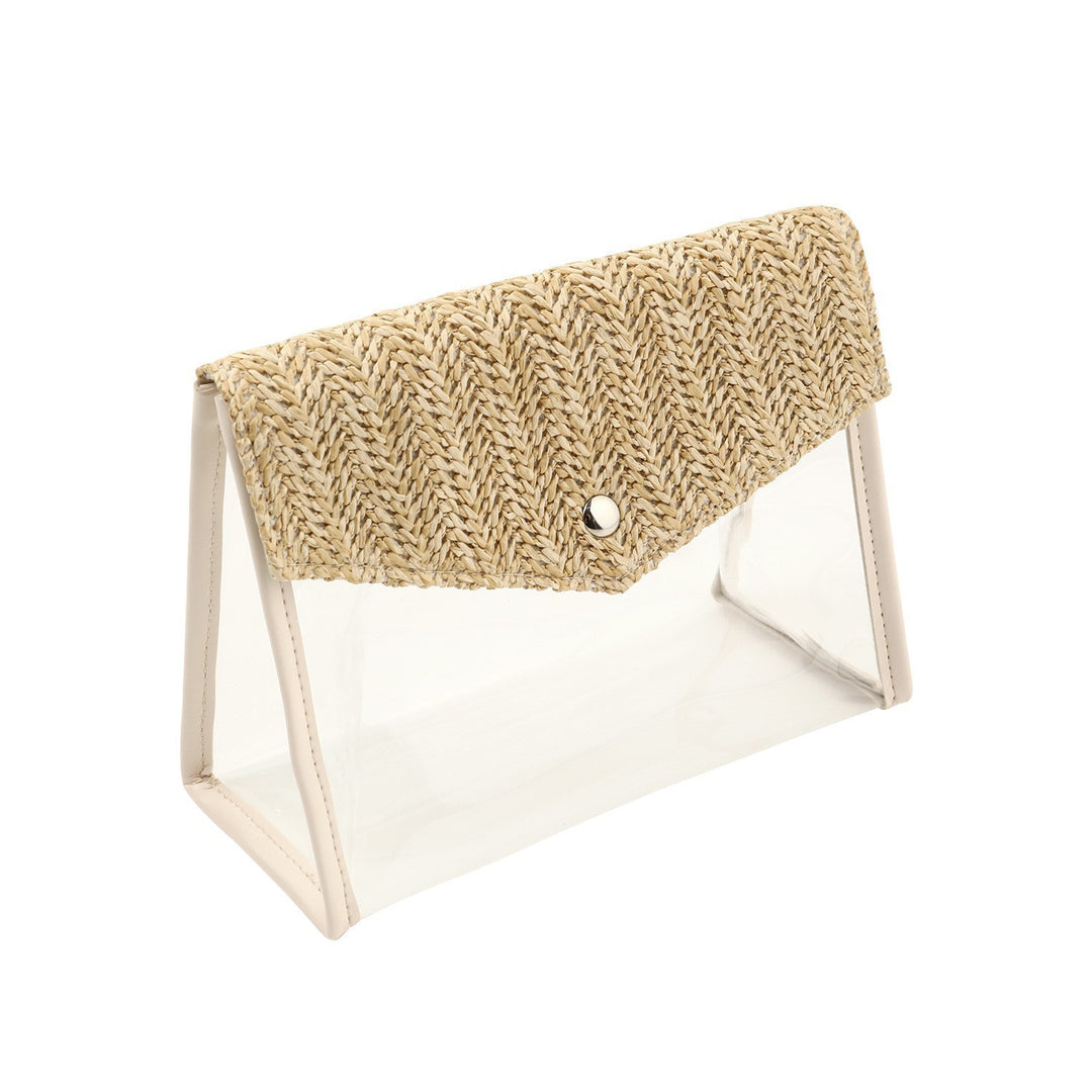 Elegant and Stylish Shoulder Bag Made of Spacious Transparent Material with Woven Lid Bowlift