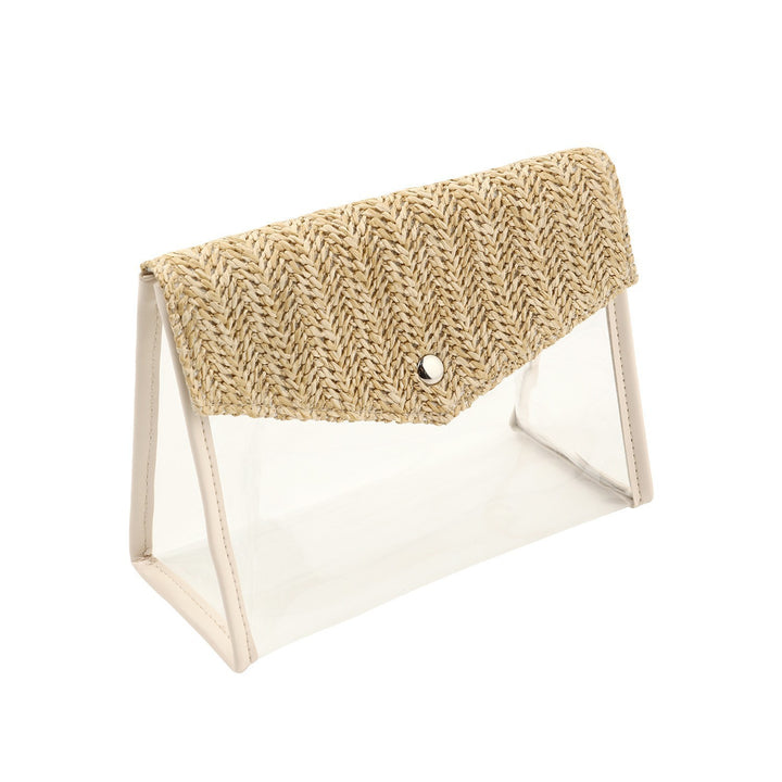 Elegant and Stylish Shoulder Bag Made of Spacious Transparent Material with Woven Lid Bowlift