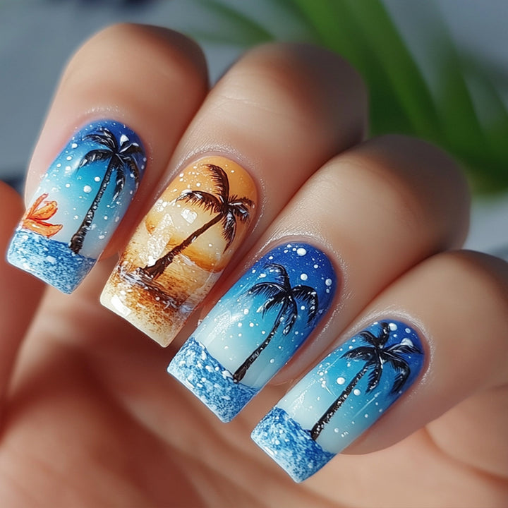 Creative nail art with palm motif Bowlift