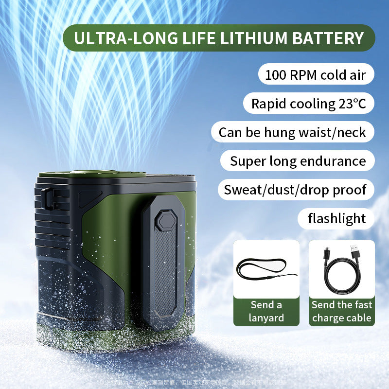 Unisex nan portable wearable rechargeable personal cooling fan with integrated flashlight and long-life lithium battery Bowlift