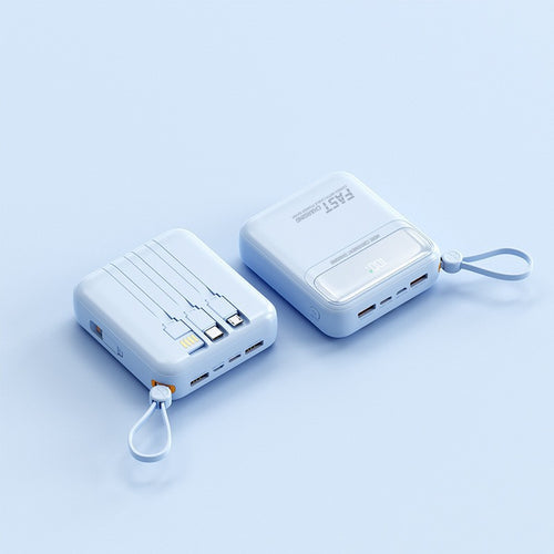 Portable power bank with integrated cables and multifunctional charging port Bowlift