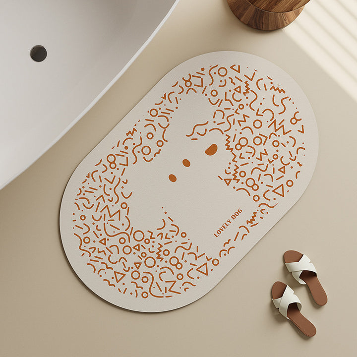 Decorative Dog-Themed Bath Mat Bowlift