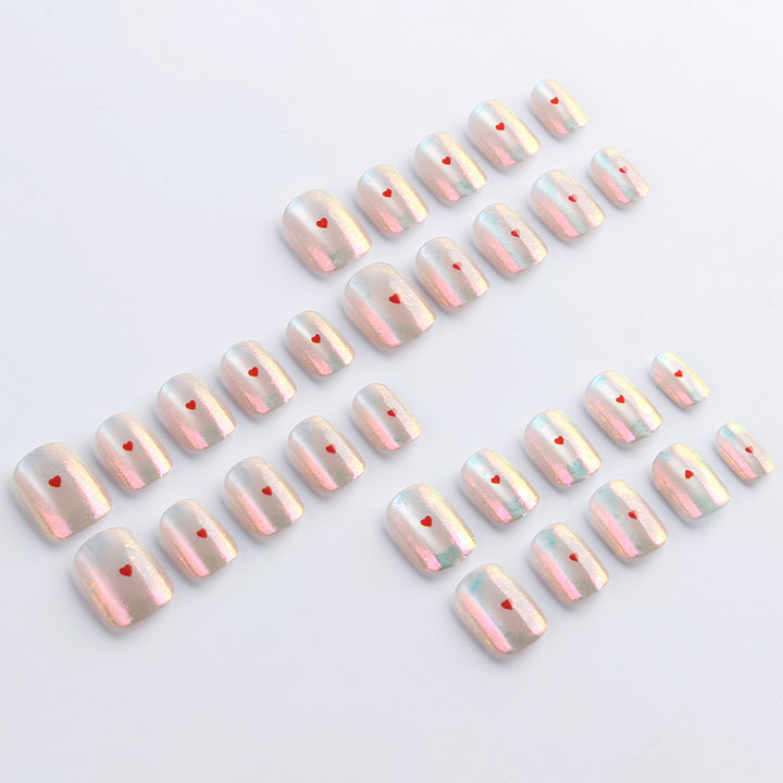Heart-Embellished Gel Nail Art Bowlift