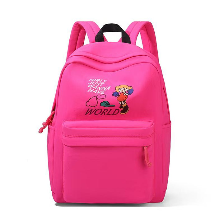 Backpack with Creative Cartoon Print and Multiple Practical Compartments Bowlift