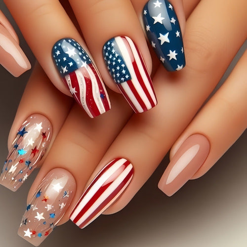 Patriotic design artificial nails Bowlift