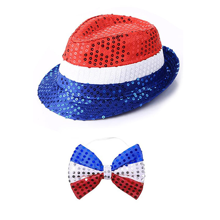 Independence Day metallic parade-style bead necklace set with breakaway clasp Bowlift