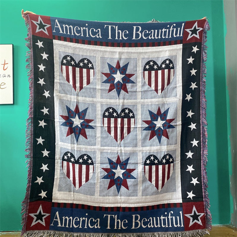 Patriotic Woven Tapestry Throw Blanket
