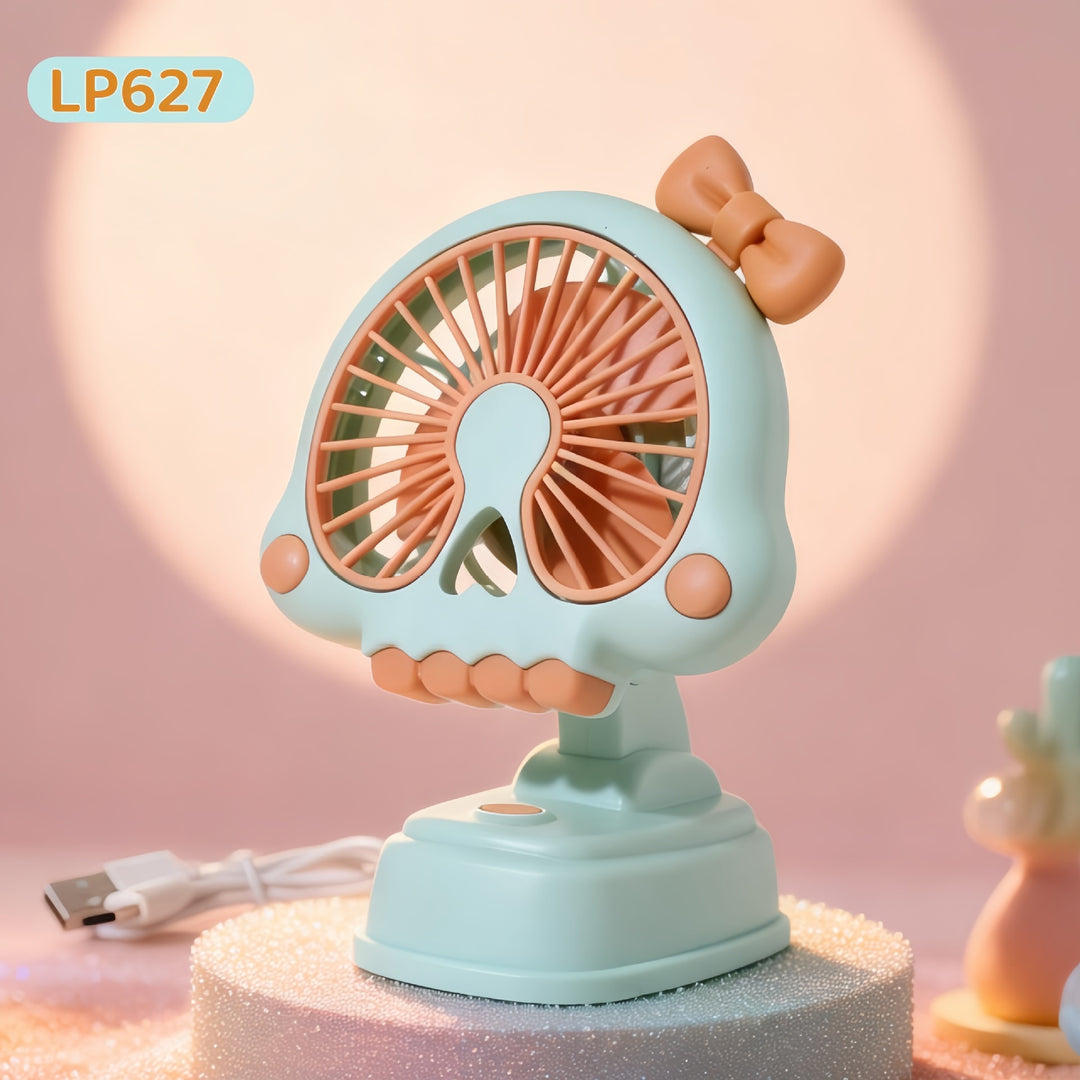 Ladies Portable Table Fan in playful skull design Bowlift