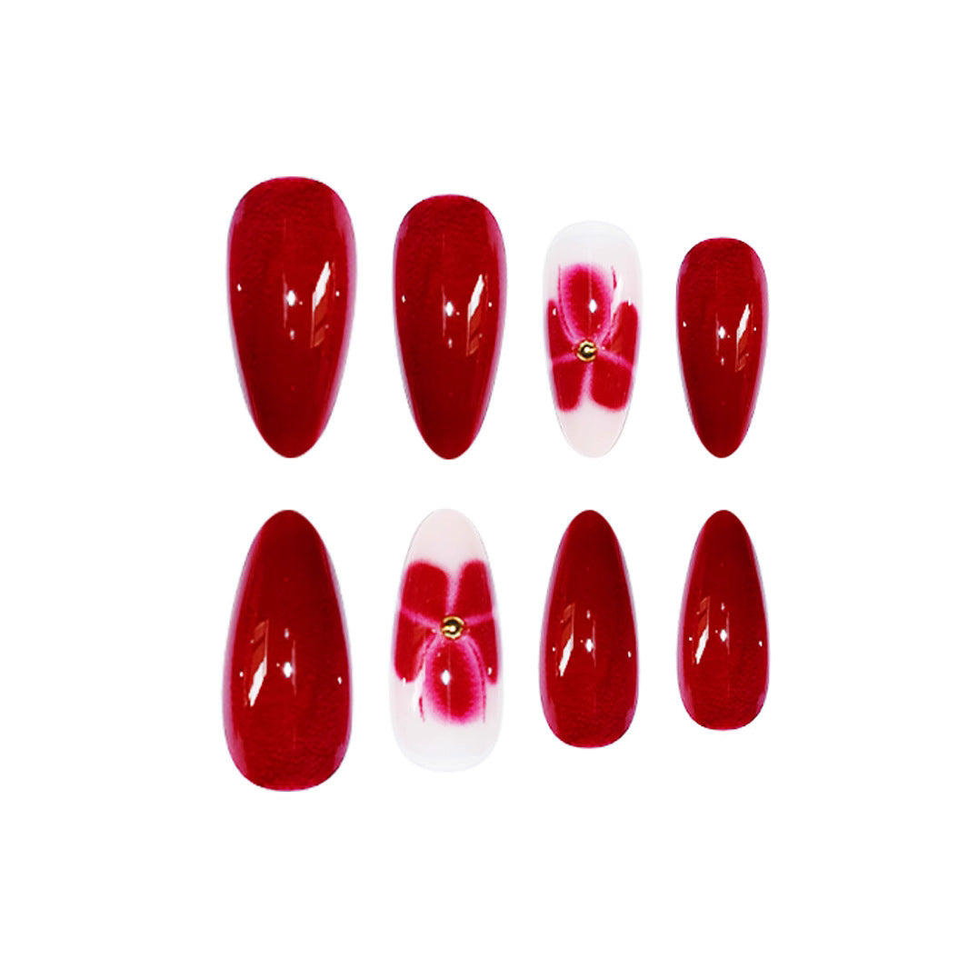Elegant Floral Press-On Nail Art Bowlift