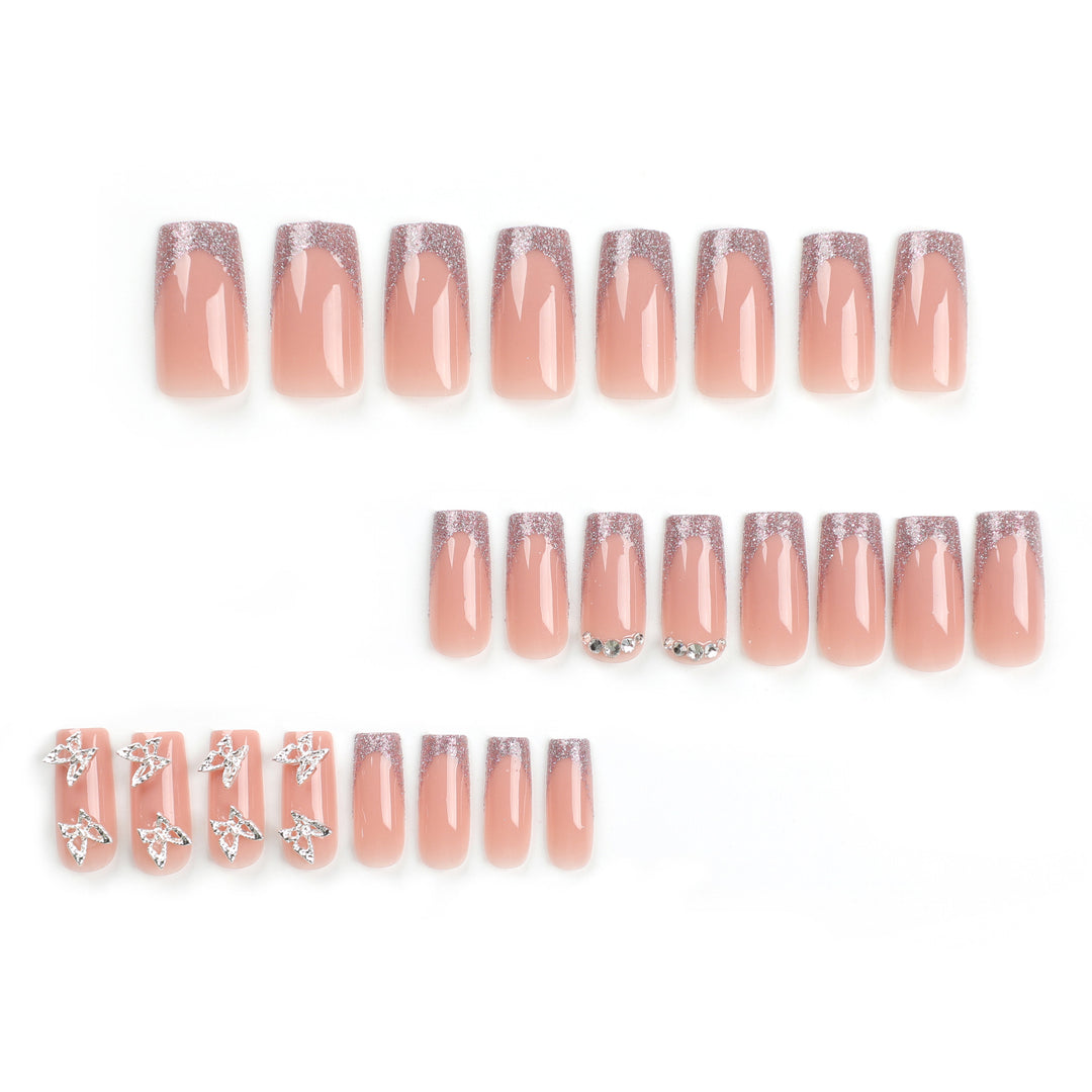 Artful Nail Extensions with Glitter and Decorative Accents Bowlift