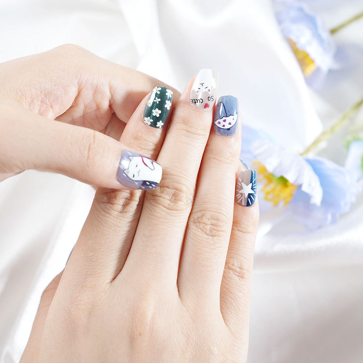 Artistic Cat-Inspired Press-On Nail Set Bowlift