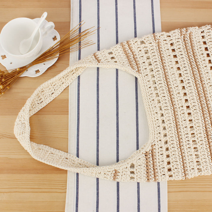 Hand-knotted shoulder bag with maritime stripe pattern Bowlift
