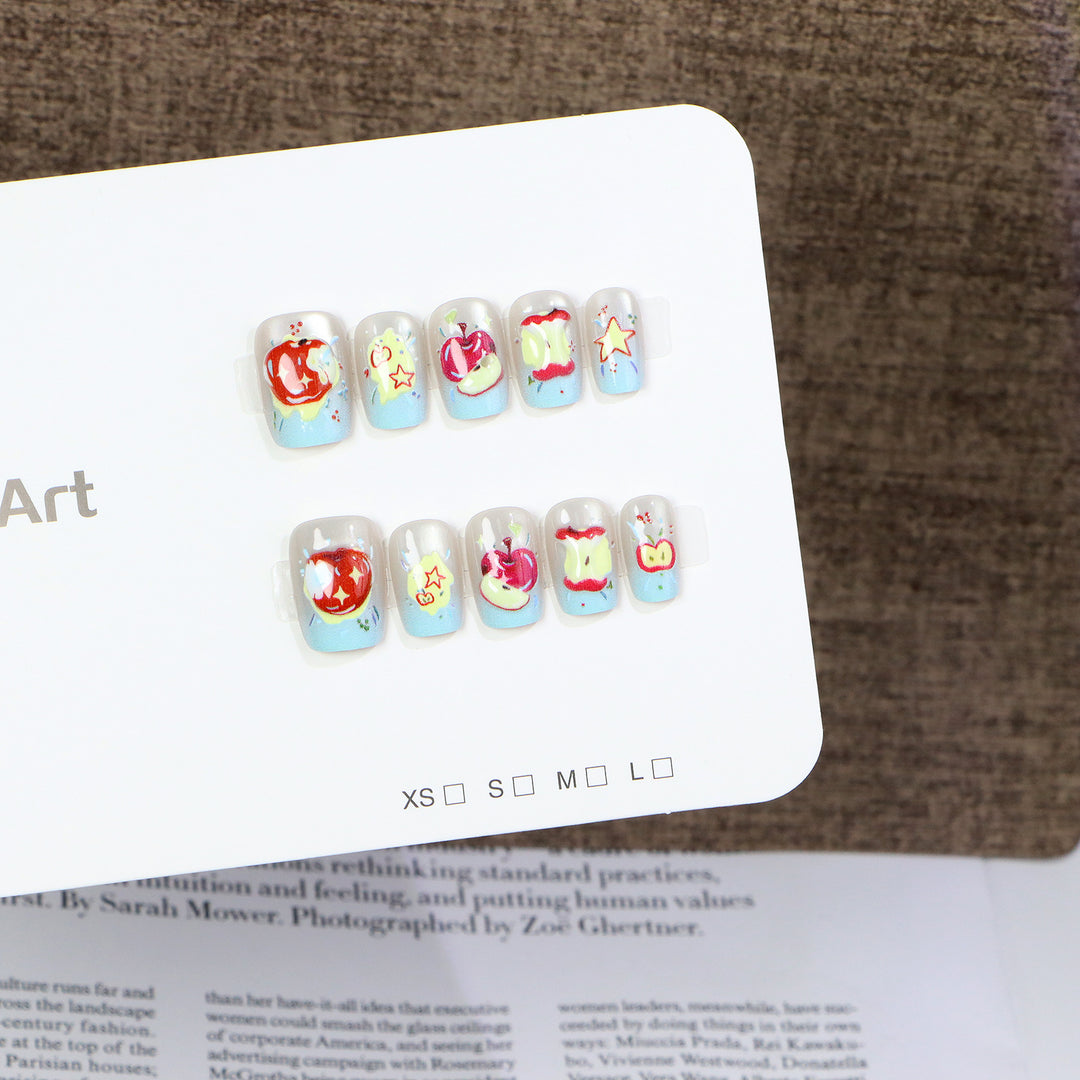 Whimsical Fruit-Themed Press-On Nail Art Set Bowlift
