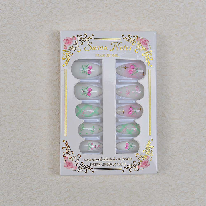 Elegant Floral Art Press-On Nail Set Bowlift