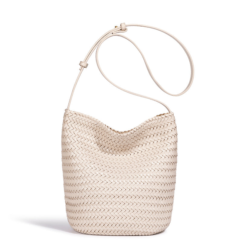 Handwoven Leather Bucket Bag Bowlift
