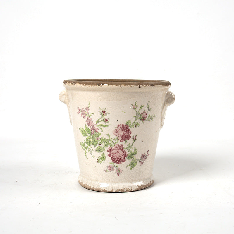 Decorative flower pot with floral embellishments Bowlift