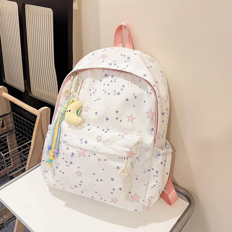 Star-Patterned Canvas Backpack