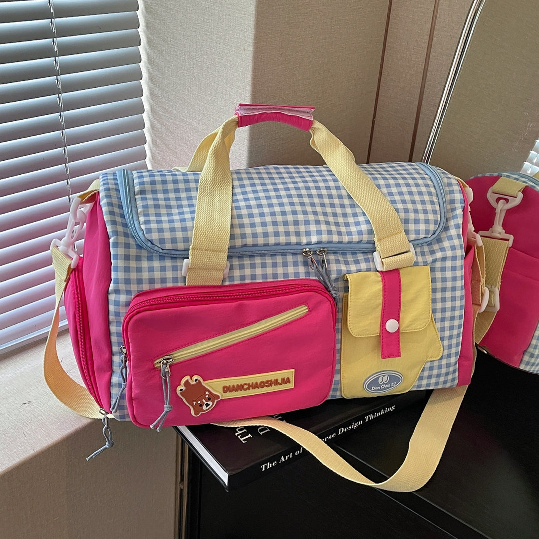 Stylish Gingham Duffle Bag