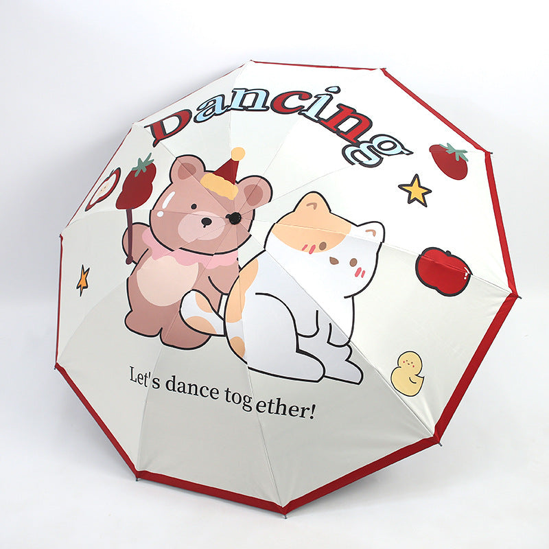 Women's Creative Folding Umbrella with Cute Bear Design Bowlift