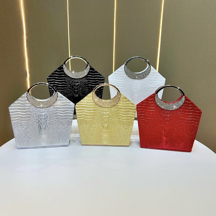 Crocodile-Effect Evening Handbag