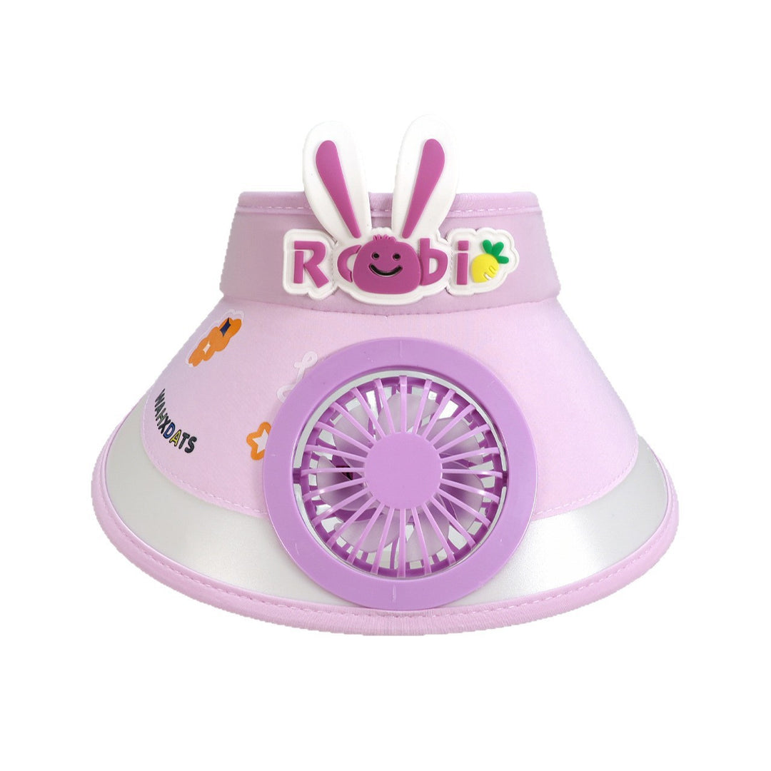 Sun protection with integrated battery fan, adjustable chin strap and cute bunny design Bowlift