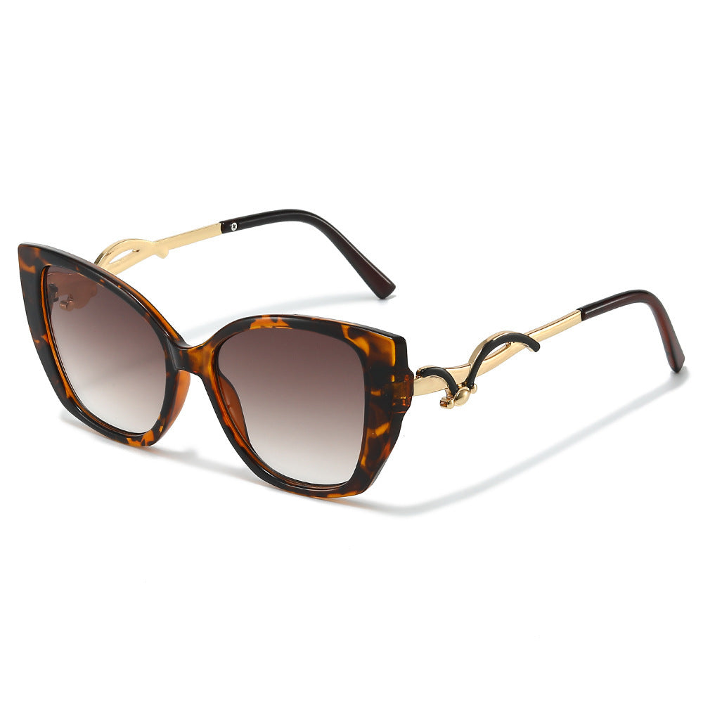 Oversized Geometric Cat-Eye Sunglasses with Gold Accents Bowlift