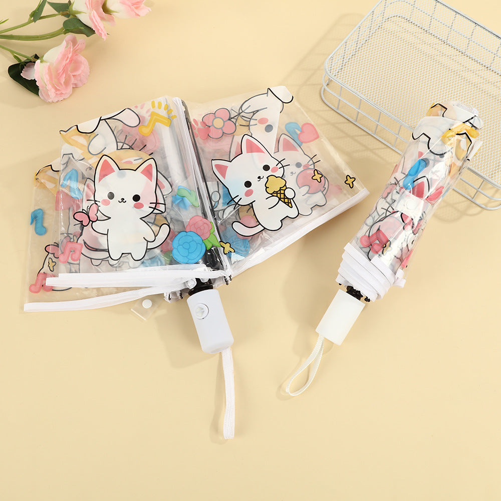 Women's transparent zipper pouch with cute cat designs Bowlift