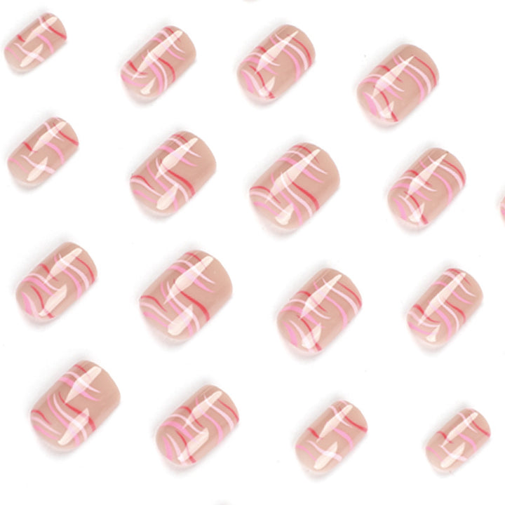 Artful Gel Nails with Elegant Wave Pattern Bowlift