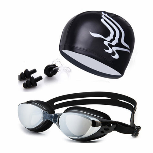 Swim set with hydrodynamic swimming goggles and Bowlift swim cap