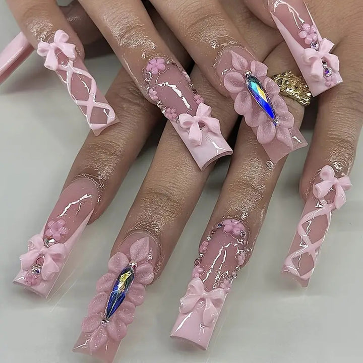 Decorative Bow-Embellished Press-On Nails Bowlift
