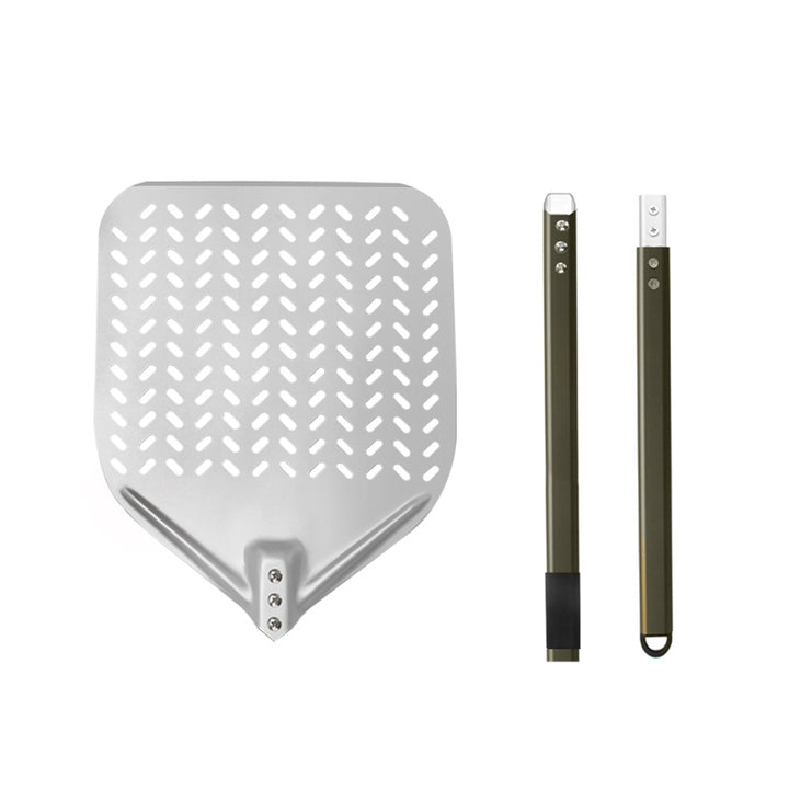 perforated aluminum pizza peel with long ergonomic reinforced handle Bowlift
