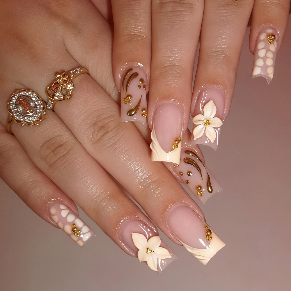 Decorative 3D Floral Nail Art Tips Bowlift