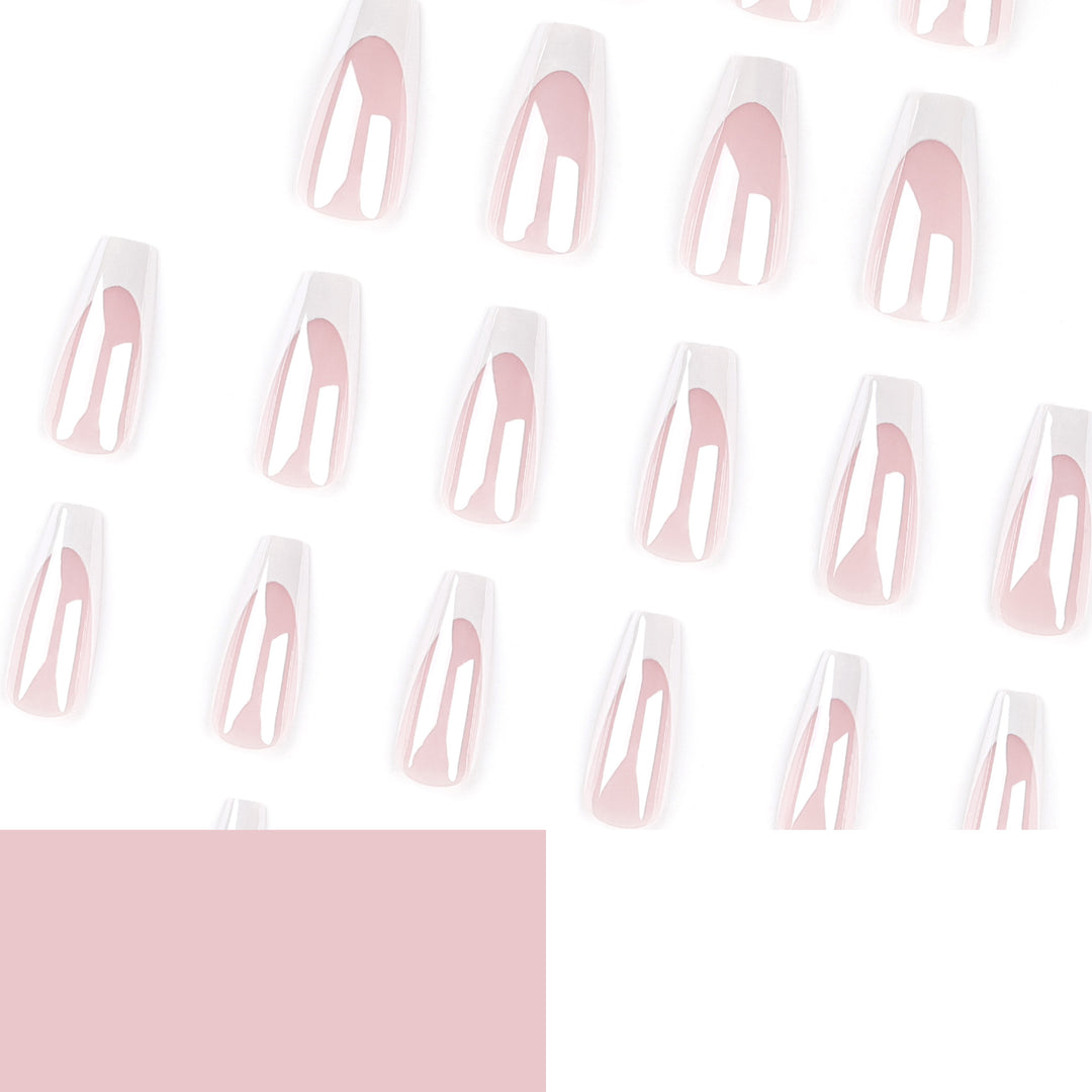 Elegant Nail Extensions with High Gloss Finish and Precise French Tip Bowlift