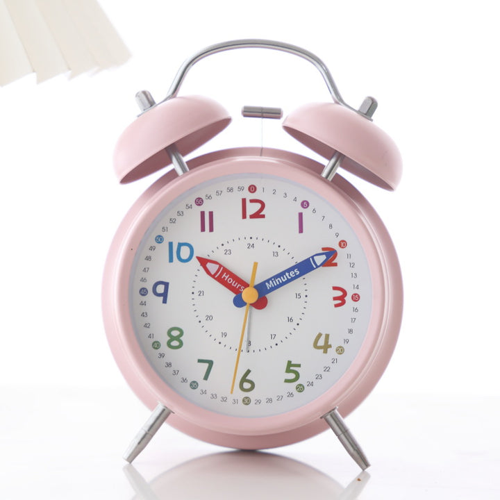 Learning clock with double bell mechanism Bowlift